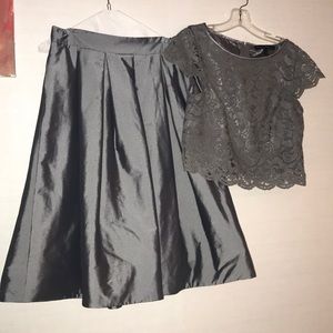 White House Black Market  Silver Skirt &  Top